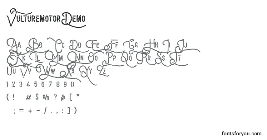 VulturemotorDemo-fontti – aakkoset, numerot, erikoismerkit