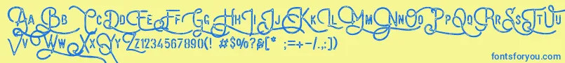 VulturemotorDemo Font – Blue Fonts on Yellow Background