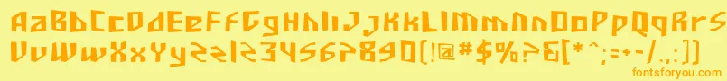 Sf-Schriftart – Orangefarbene Schriften auf gelbem Hintergrund