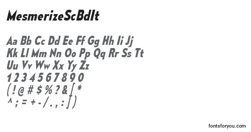 Шрифт MesmerizeScBdIt – алфавит, цифры, специальные символы