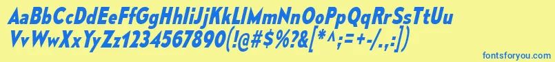 MesmerizeScBdIt Font – Blue Fonts on Yellow Background
