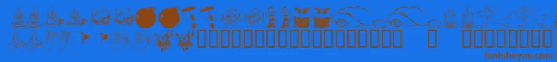KrChristmasDings2004 Font – Brown Fonts on Blue Background
