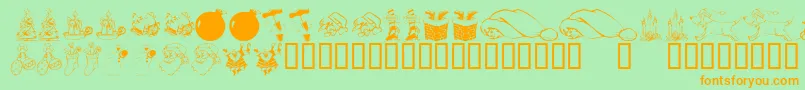 KrChristmasDings2004-Schriftart – Orangefarbene Schriften auf grünem Hintergrund