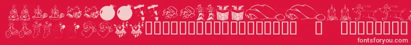 フォントKrChristmasDings2004 – 赤い背景にピンクのフォント