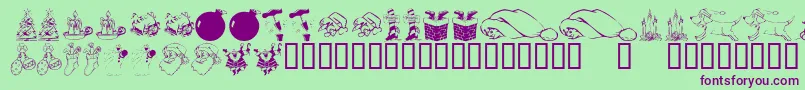 KrChristmasDings2004 Font – Purple Fonts on Green Background