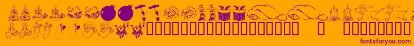 Fonte KrChristmasDings2004 – fontes roxas em um fundo laranja