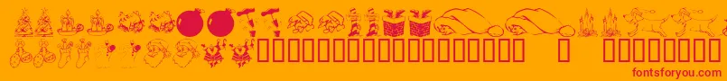 フォントKrChristmasDings2004 – オレンジの背景に赤い文字