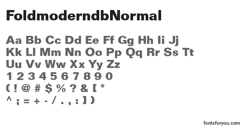 A fonte FoldmoderndbNormal – alfabeto, números, caracteres especiais