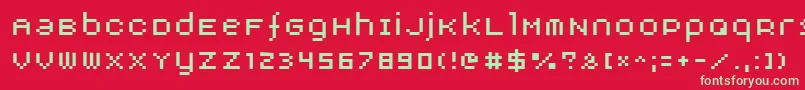 フォントAuxDotbitc – 赤い背景に緑の文字