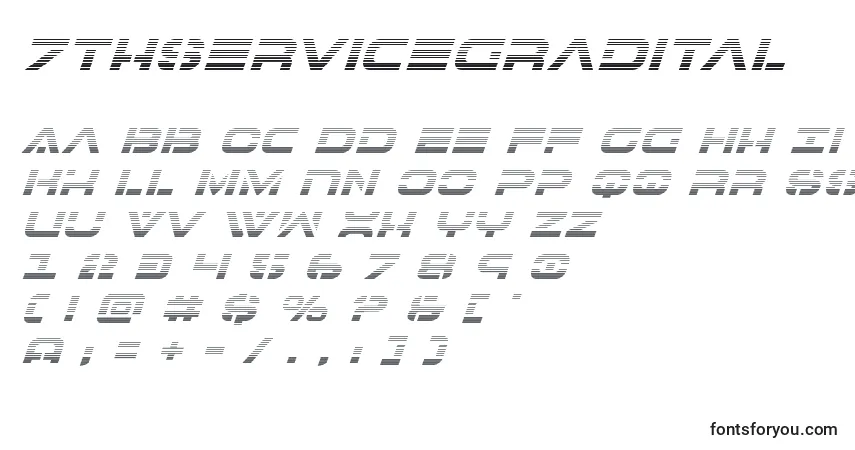 7thservicegraditalフォント–アルファベット、数字、特殊文字