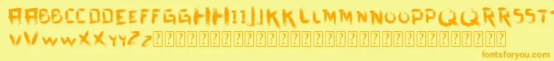 VtksDirtyLetters Font – Orange Fonts on Yellow Background