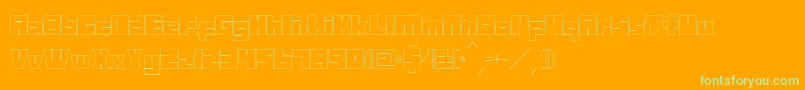 Mazewithoutdestination-Schriftart – Grüne Schriften auf orangefarbenem Hintergrund