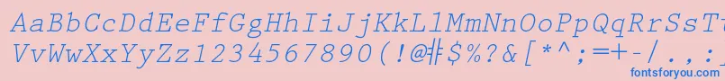 PrestigeelitestdSlanted Font – Blue Fonts on Pink Background