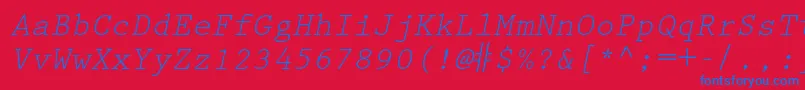 PrestigeelitestdSlanted Font – Blue Fonts on Red Background