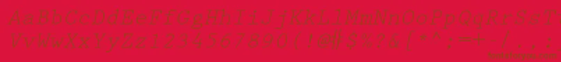 PrestigeelitestdSlanted Font – Brown Fonts on Red Background