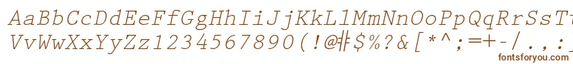 Шрифт PrestigeelitestdSlanted – коричневые шрифты на белом фоне