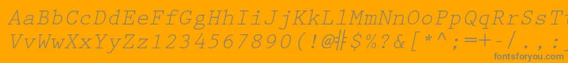 PrestigeelitestdSlanted Font – Gray Fonts on Orange Background