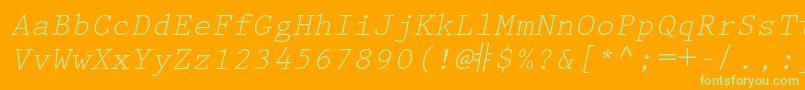 More about PrestigeelitestdSlanted Font PrestigeelitestdSlanted Font – Green Fonts on Orange Background