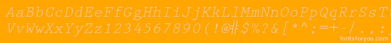 PrestigeelitestdSlanted Font – Pink Fonts on Orange Background