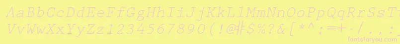 Шрифт PrestigeelitestdSlanted – розовые шрифты на жёлтом фоне