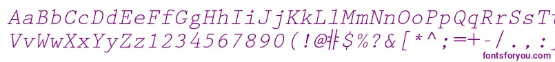 PrestigeelitestdSlanted Font – Purple Fonts on White Background