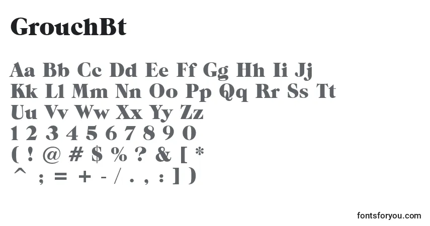A fonte GrouchBt – alfabeto, números, caracteres especiais