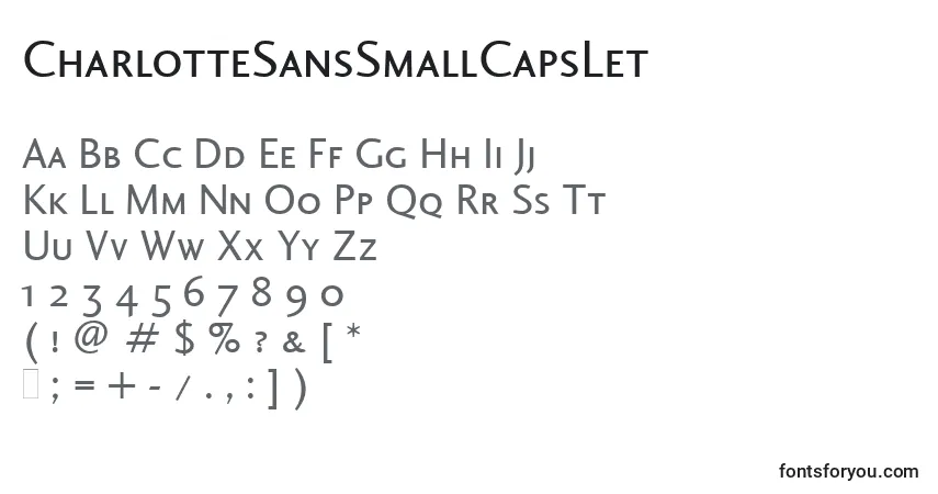 CharlotteSansSmallCapsLet-fontti – aakkoset, numerot, erikoismerkit