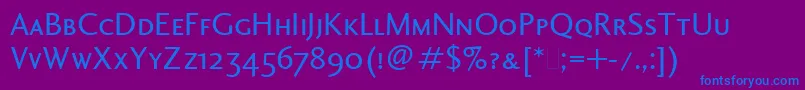 フォントCharlotteSansSmallCapsLet – 紫色の背景に青い文字
