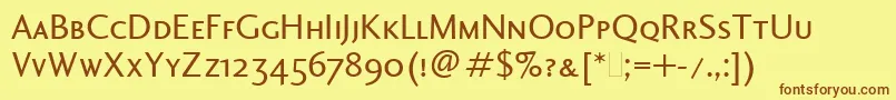 CharlotteSansSmallCapsLet Font – Brown Fonts on Yellow Background