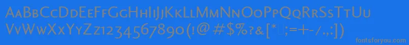 CharlotteSansSmallCapsLet-fontti – harmaat kirjasimet sinisellä taustalla