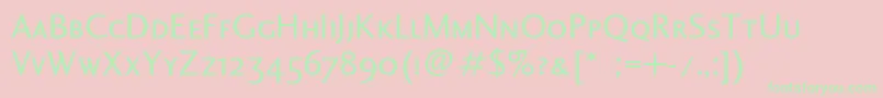 CharlotteSansSmallCapsLet-Schriftart – Grüne Schriften auf rosa Hintergrund