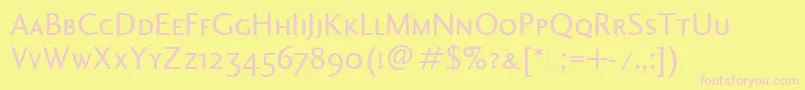 CharlotteSansSmallCapsLet Font – Pink Fonts on Yellow Background