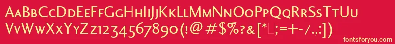 CharlotteSansSmallCapsLet Font – Yellow Fonts on Red Background