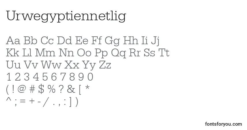 Schriftart Urwegyptiennetlig – Alphabet, Zahlen, spezielle Symbole