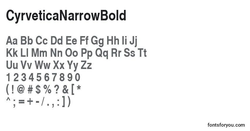 Schriftart CyrveticaNarrowBold – Alphabet, Zahlen, spezielle Symbole