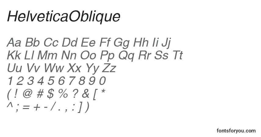 Шрифт HelveticaOblique – алфавит, цифры, специальные символы