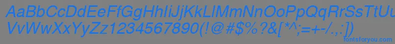 フォントHelveticaOblique – 灰色の背景に青い文字