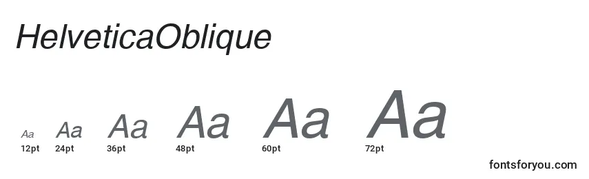 Размеры шрифта HelveticaOblique