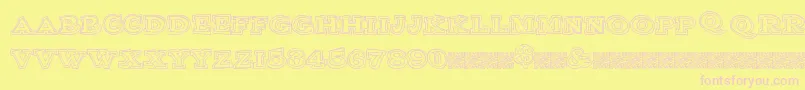 Clubsport-Schriftart – Rosa Schriften auf gelbem Hintergrund