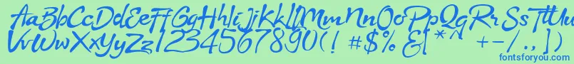 Stya Font – Blue Fonts on Green Background