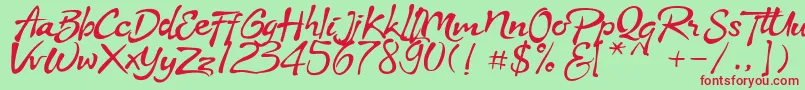 Stya Font – Red Fonts on Green Background