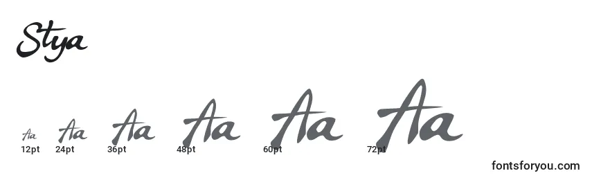 Размеры шрифта Stya