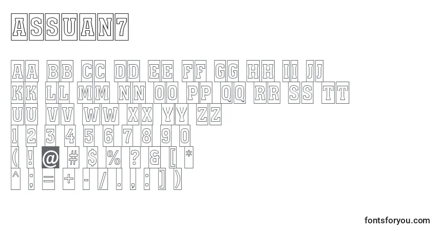 Assuan7-fontti – aakkoset, numerot, erikoismerkit