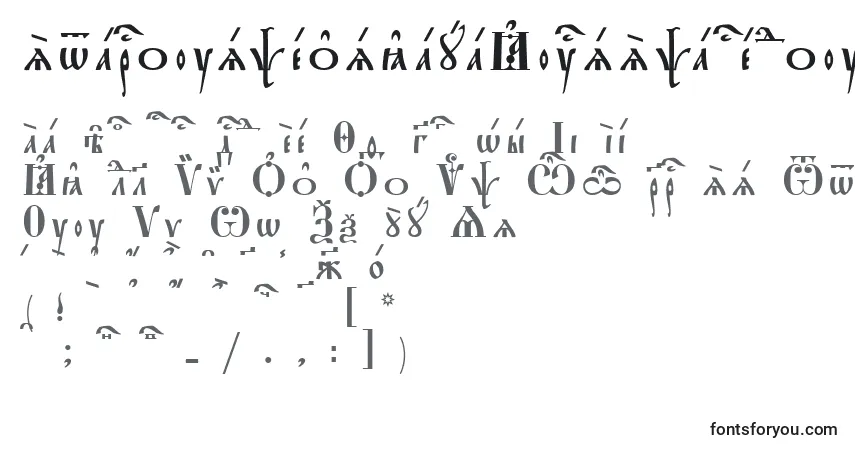Schriftart StarouspenskayaKucsSpacedout – Alphabet, Zahlen, spezielle Symbole
