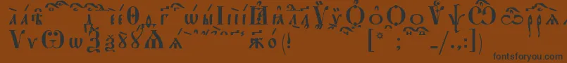 フォントStarouspenskayaKucsSpacedout – 黒い文字が茶色の背景にあります