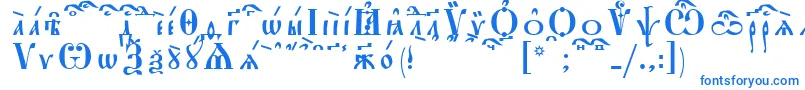 フォントStarouspenskayaKucsSpacedout – 白い背景に青い文字