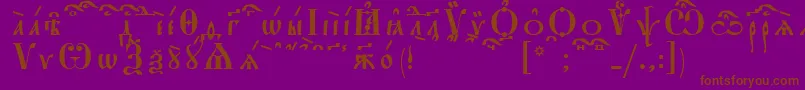 Weitere Informationen zur StarouspenskayaKucsSpacedout-Schriftart StarouspenskayaKucsSpacedout-Schriftart – Braune Schriften auf violettem Hintergrund