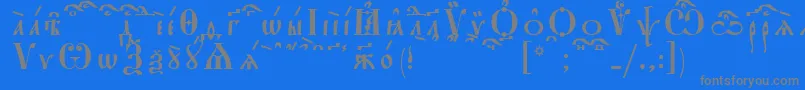 StarouspenskayaKucsSpacedout-Schriftart – Graue Schriften auf blauem Hintergrund
