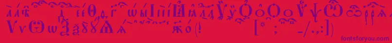 StarouspenskayaKucsSpacedout Font – Purple Fonts on Red Background