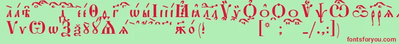 Fonte StarouspenskayaKucsSpacedout – fontes vermelhas em um fundo verde
